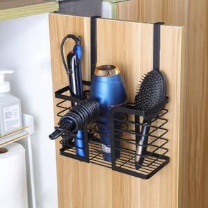 lot 5080 image: YIGII Hair Dryer Holder - Hair Tool Organizer 3-in-1 Blow Dryer Holder Adjustable Height, Bathroom Organizer Wall MountedCabinet Door for FlatCurling Irons, Hair Straighteners - Retail $16
