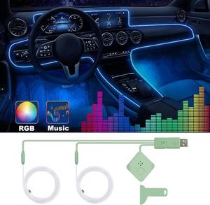 lot 5089 image: Car Led Strip Lights,Interior Lights,Ambient Lighting Kit With RGB 16 Million Colors Fiber Optics&Music Sync Rhythm,USB Neon Light Accessories for Center Console&Dashboard,Upgraded Version - Retail $16