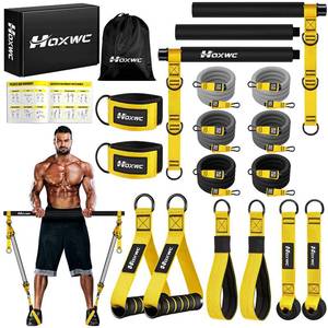lot 5090 image: HOXWC Pilates Equipment, Portable Pilates Bar Kit with Resistance Bands, Professional Adjustable Heavy Duty Squat Workout Equipment for Men, Home Gym Muscle Strength Training, Full Body Exercise - Retail $70