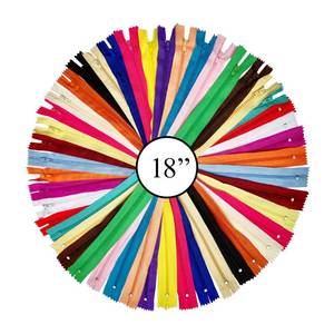 lot 5123 image: KGS Nylon Zipper for Sewing Crafts  20 Assorted Colours  Size 18 Inch  45.7 cm  20 ZippersPack  Multicolor Zippers for Sewing Supplies and Replacement in Bags, Pouches, Skirts, Dresses - Retail $9