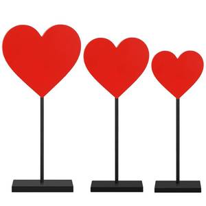 lot 5125 image: Spiareal 3 Pieces Heart Wooden Sign on Stand Shape Wood Decor Freestanding Decorations Valentines Day Table Decorative Signs Tabletop Centerpiece for Home Party(Red,Solid) - Retail $9