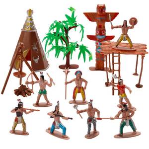 lot 5126 image: X Hot Popcorn 23 Pcs Miniature Indians Figurines Plastic Indians Action Figurines Diorama Supplies for Scene Decoration Birthday Present - Retail $11