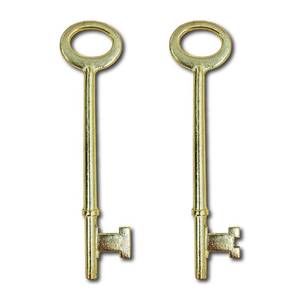 lot 5137 image: Skeleton Keys - 2PK, Brass-Plated Zinc, Skeleton Keys for Antique Locks, Jewelry, &amp Decoration Perfect Antique Skeleton Keys for Old Doors, Vintage Style Key Replacement - Retail $10