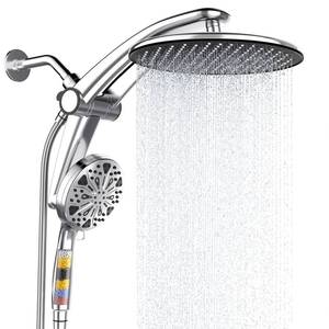 lot 5144 image: Shower Head with filtered Handheld High Pressure daul Shower Heads with Handheld Spray Combo and 10 Sprays Handheld Shower Head Detachable Shower head Built-in Magnetic Docking and Power Jets Chrome - Retail $50