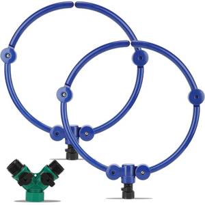 lot 5146 image: 2Pcs 360° Tree Water System Tree Watering Ring 13 Inch Circle Sprinkler and Irrigation System Targeted Water with Y Hose Splitter for New Tree Outdoor Plants Raised Garden Beds Shrubs (Blue, Small) - Retail $30