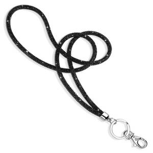 lot 5154 image: Soleebee Rhinestone Office Lanyard, 31.5 Bling Neck Lanyard with Metal Clasp & Keyring, Crystal Lanyard for Women, ID Card, Keys Strap (Black) - Retail $7