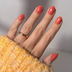 lot 5161 image: Glamnetic Press On Nails - Lush Coral  Short Oval Fake Nails in a Bright Coral Hue with a Glazed Finish, Salon Quality  15 Sizes - 30 Nail Kit with Glue - Retail $18