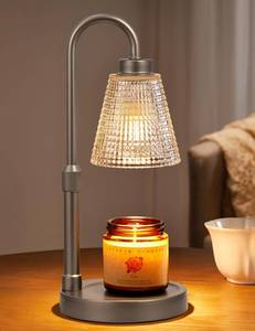lot 5173 image: Innqoo Gray Candle Warmer Lamp with Timer, Dimmable Candle Warmer for Jar Candles, Height Adjustable Wax Melts Warmer, Birthday Gifts for Women Mom, House Warming Gifts New Home Decor - Retail $20