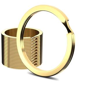 lot 5185 image: 12pcs Metal Flat Key Rings, 1 inch Thick Round Split Keyring for Car Office Home DIY Keychains (Gold) - Retail $8