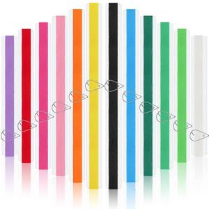 lot 5189 image: Elastic Bookmarks Set Multi Color Elastic Rope Bands Planner Bookmarks Include 30 Pcs Stainless Steel Teardrop Paper Clips and 12 Pcs Bands for Office School Reader(Bright Color) - Retail $9
