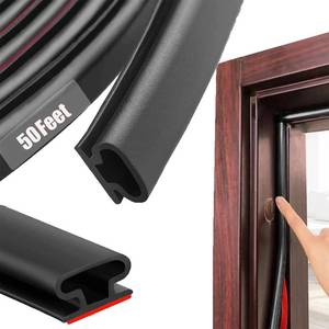 lot 5210 image: Black Rubber Weather Stripping Door Seal Strip, D Shape Door Rubber Weather Seal Strip, SelfAdhesive Weatherstripping Soundproofing Doors Sealing Strip for Windows (50 feet, Black) - Retail $17