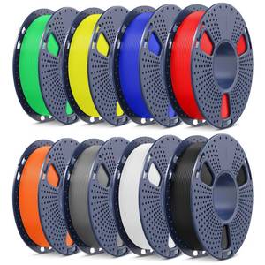 lot 5220 image: SUNLU PLA2.0 3D Printer Filament Bundle, Multicolor PLA Filament 1.75mm, Individually Vacuum Packed, 0.25kg per Spool, 8 Pack, 2kg Total, BlackWhiteGreyRedKlein BlueYellowGreenSunny Orange - Retail $56