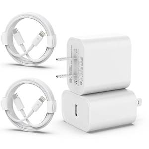 lot 5223 image: iPhone Fast Charging 2 Pack, 20W PD USB C Wall Charger With 6FT Cable for iPhone 1414 Pro Max1313 Pro1212 Pro1111 ProXS, Pad - Retail $8