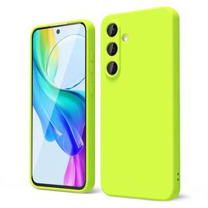 lot 5227 image: oakxco for Samsung Galaxy S25 Case Silicone, Thin Slim Grip Soft Rubber Gel Protective Phone Case for Women, Matte Plain Bright Color Aesthetic Cute Girly Case with Camera Cover, Neon Green - Retail $10