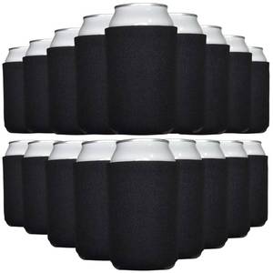 lot 5231 image: TahoeBay Bulk Blank Beer Can Cooler Sleeves (100-Pack) Sublimation Blanks for Vinyl Plain Soft Foam Can Sleeves Coolers for Soda Cans &amp Bottles Black, White, Assorted Solid Color (Black)