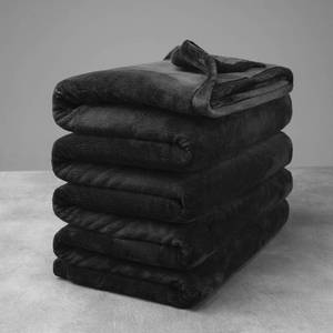 lot 5232 image: Mellowdy Extra Thick Hearty Plush Flannel Blanket (Matte Black, 108x90) - 500GSM King Size Warm Blanket for Winter, Fall  Soft, Fluffy, Cuddly, Perfect for Bed, Oversized Throw for Couch, Sofa