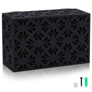 lot 5233 image: CUTHOLLOW Doorbell Chime Cover Box Plate for Wall Inside, Aesthetic Wooden Doorbell Cover for Home Upgrade Outdoor Indoor, Universal Fit and Easy to Install Decorative Modern Doorbell Box Only, Black - Retail $24