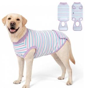 lot 5243 image: cyeollo Recovery Suit for Dogs Surgery Suit Female Spay Soft Pet Onesie Bodysuit Male Dog Neuter, Small Medium Large Dogs Surgical Recovery Shirt, Striped, XL - Retail $23