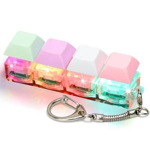 lot 5247 image: Keyboard Fidget Toys for Adults Keyboard Clicker with LED Light Keychain Fidget Sensory Fun Toys for Anxiety Decompression (Macaroon2, 4 in 1) - Retail $9