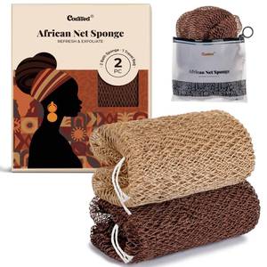 lot 5248 image: CORATED African Net Sponge Authentic, Shower Loofah Exfoliating Bath Sponge, Body Scrubber for Women and Men Daily Use Body Care, Travel Portable Bath Accessories Gifts for Women - Retail $10