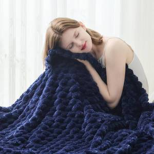 lot 5249 image: NEWCOSPLAY Super Soft Throw Blanket Dark Navy Premium Silky Flannel Fleece 3D Clouds Stylish Jacquard Lightweight Bed Blanket All Season Use 350GSM (Dark Navy, Throw(50x60)) - Retail $18