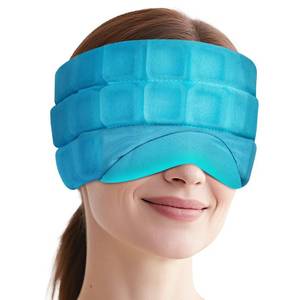 lot 5255 image: Comfcube Head Ice Pack for Migraine Relief, 2 Hours Long Lasting Cold Therapy Flexible Cold Pack Head Ice Wrap Cooling Mask for Headache, Sinus Pain, Tension, Stress, Puffy Eyes - Retail $19