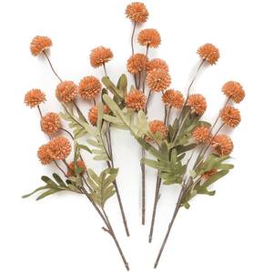 lot 5284 image: Floroom 5pcs Burnt Orange Faux Silk Mums Artificial Flowers, Bulk Fake Small Mini Chrysanthemums with Stems for DIY Terracotta Wedding Centerpieces Floral Arrangements Vase Fillers Home Decorations - Retail $22