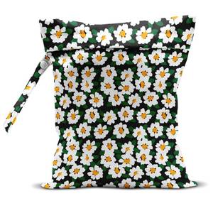 lot 5310 image: zcyxuuw Wet Bag, Wet Dry Bag, Wet Bag for Swimsuit, Travel, Beach, Pool, Diapers, Dirty Yoga Gym Clothes, Toiletries, Makeup Bag, Waterproof Reusable Cute Daisy Floral Flower - Retail $9