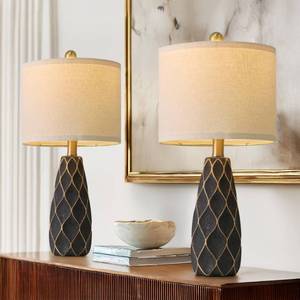 20.75 Small Table Lamps for Living Room Bedroom Lamps Set of 2 Ceramic Modern Boho Bedside Lamps Night Stands Farmhouse Vintage Nightstand Lamp Reading Light Home Office Dorm Desk Deco Gifts, Black - Retail: $51