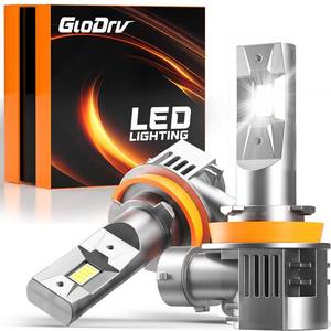 lot 5374 image: GloDrv 2026 Upgraded H 11 LED Light Bulbs for Cars, 6500K Cool White, 75,000LM, 11 Halogen Beam, All-in-One Mini Design, Canbus Ready, Plug and Play, IP68 Waterproof, Fog Light, Pack of 2 - Retail $60