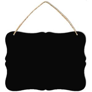 lot 5377 image: Wooden Double Sided Hanging Chalkboard Signs, Vintage Erasable Message Board Sign with Hanging String for Wedding Kitchen Home Party Decoration (Rectangle 03) - Retail $8