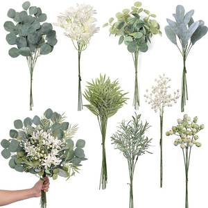 lot 5382 image: FOTEEWL 75 Pcs Artificial Greenery Stems Box Set,with 8 Kinds of Faux Plants and Fake Flowers for DIY Bridal Bouquets Wedding Floral Arrangement Table Centerpieces Decoration (Sage Green) - Retail $20