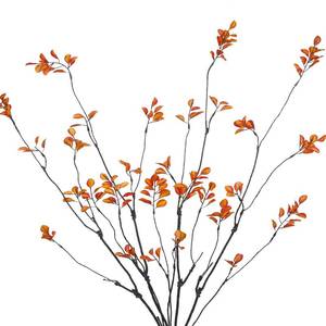 lot 5397 image: ACRYCS 4 Pcs Artificial Greenery Stems Plants 35.4 Faux Branches for Vase Filler Fake Ficus Twig Plants Orange Leaves for Home Office Party Wedding Shop Autumn Fall Decoration - Retail $10