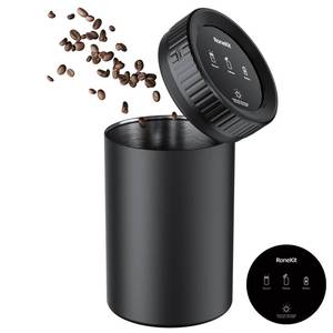 lot 5399 image: RoneKit Vacuum Coffee Canister, 1.6L Airtight Food Storage Container, Automatic Stainless Steel Coffee Canister, Food Storage Containers - Coffee Containers - Retail $36