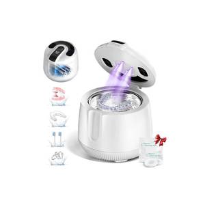 lot 5405 image: Ultrasonic Retainer Cleaner Machine, Cordless 48kHz Dental Cleaning Pod with U-V, Digital Timer & 4 Modes, 4000mAh Rechargeable, for Mouth Guards, Night Guards, Dental Trays, Braces, Jewelry, 200ML - Retail $38