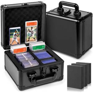 lot 5414 image: MewVeer Trading Card Storage Box, Graded Card Case, Top Loader Storage Cases with Lock, Hard Card Boxes for Sports Cards hold up to 70 PSA, 250 Top Loaders - Retail $33