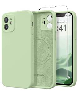 lot 5420 image: SuydanBox Magnetic for iPhone 12 Case, Compatible with MagSafe, Full Camera ProtectionScreen Protector Silicone Shockproof Protective Phone Case for iPhone 12 6.1, Matcha - Retail $10