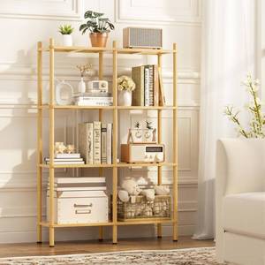 lot 5444 image: Atoping Book Shelf, 4 Tier Bamboo Bookshelf, Tall Bookcase with 8 Open Display Shelves Storage Organizer, Adjustable Bookshelves Standing Shelf Units for Bedroom, Living Room, Bathroom, Home Office - Retail $60