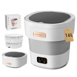 lot 5445 image: Portable Washing Machine,Mini Washer 16L Upgraded With Spin Basket 3 Modes Deep Cleaning for Underwear,Baby Clothes,Shirt,Small Delicates - Retail $30