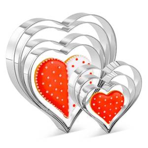 lot 5481 image: Heart Cookie Cutter Set - 7 Pieces Heart Cookie Cutter for Valentines Day - Stainless Steel Small Heart Shaped Cookie Cutter for Sandwiches, Cookie, Biscuit - Retail $5