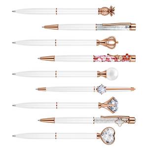 lot 5495 image: Opzyvik 9 Pcs Fancy Pens for Women Crystal Diamond Pen for Journaling Pretty Glitter Ballpoint Inspirational Gifts for Women Girls College Students Cute Back to School Gift (White) - Retail $10