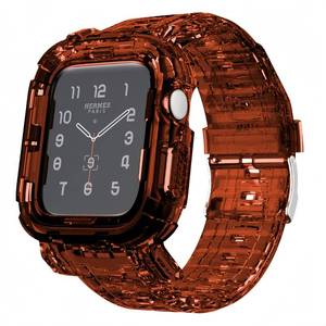 lot 5506 image: Tomcrazy Transparent Integrated Watch Bands Case for Apple Watch Series 9 8 7 6 SE54, iWatch 45mm 41mm 44mm 40mm Clear Watch Strap Bumper (Crystal Coffee, 41mm40mm38mm)