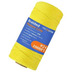 lot 5507 image: SDLTHR 1000ft #24 Braided Nylon Mason Line-100% High Strength Nylon String, Premium String-Masonry Fluorescent Color, Yellow - Retail $18
