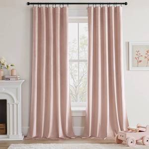 lot 5510 image: MIULEE Baby Pink Velvet Curtains 84 Inch Long Luxury Super Soft Thermal Insulated Blackout Curtains Room Darkening Drapes Rod Pocket for Nursery Bedroom Living Room Set of 2 Panels, W40 x L84 Inch - Retail $24