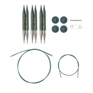 lot 5520 image: Knit Picks Options Wood Interchangeable Knitting Needle Set Bulky Edition (Caspian) - Retail $50