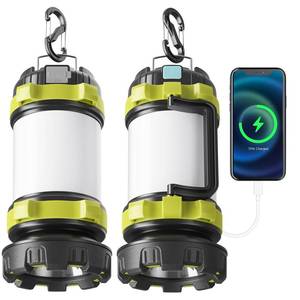 lot 5523 image: Alpswolf Camping Lantern Rechargeable, 4000mAh Camping Flashlight 6 Modes LED Lantern Portable Rechargeable Lanterns for Power Outage, Emergencies Light for Hiking, Green, 2 Packs - Retail $25
