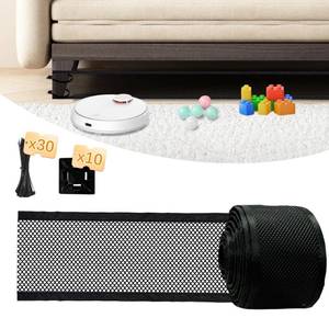 lot 5528 image: GRETMIX Under Couch Blocker, 4x 394 Under Furniture Blocker with Cable Ties, Stop Things Going Under Sofa Couch Bed, Couch Blockers for Pets Toys Easy to Install, Black - Retail $20