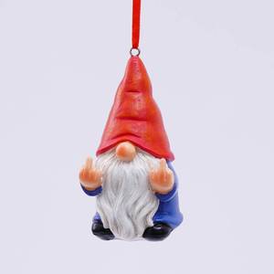lot 5536 image: Middle Finger Gnome Mini 3.5in, Double Bird Gnome - Naughty Christmas Gnome Ornament, Holiday Tree Decoration with Hanging Gnome, Inappropriate White Elephant Gifts for Adults - Retail $10