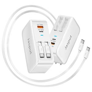 lot 5540 image: 4 in 1 Retractable Wall Charger with Dual Cables,40W Retractable Phone Charger Wall Plug with Dual USB Ports,20W USB C Chargers Block Fast Charging for iPhone 17 16 15 14 13,LG, Galaxy S24 23,Pixel - Retail $28