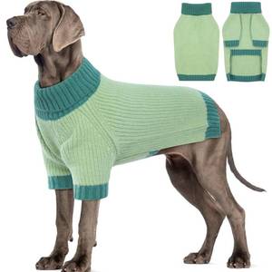 lot 5541 image: Great Dane Dog Sweater, Warm Stretchy Dog Sweater with Leash Hole, Winter Turtleneck Knit Sweaters for Extra Large Dogs, Thick Christmas Pet Sweaters Cold Weather, Green 5XL
